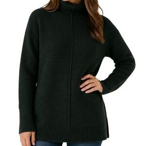 Cashmere Cashmere Dark Green Ribbed Turtleneck Sweater Large